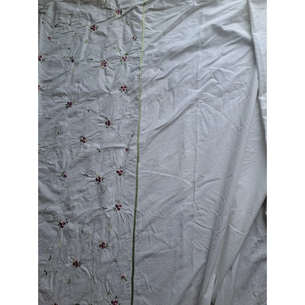 VTG White Floral Embroidered Cotton Duvet Cover Queen 84 X 80